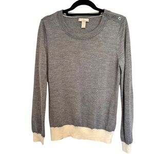 Banana Republic Merino Wool Gray Cream Crewneck Sweater Size XL